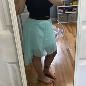 Teal hi-low skirt